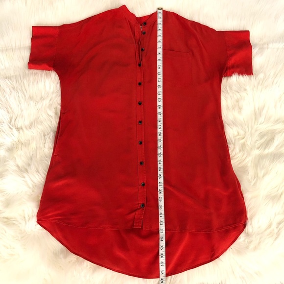 Madewell 100% Silk Shirtdress size L in Red - Picture 5 of 9